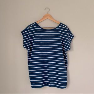 Chaps Striped Tee with Back Detail